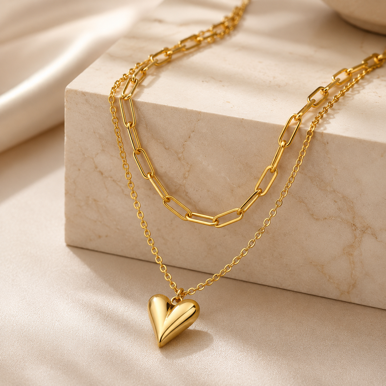 Herplace – Gouden Dubbele Hart Ketting