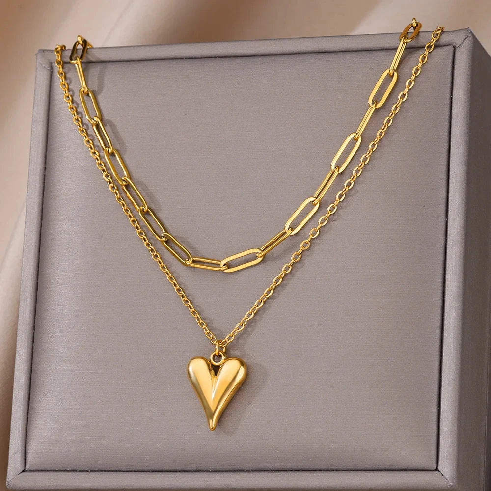 Herplace – Gouden Dubbele Hart Ketting